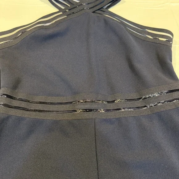 SHEIN Navy Strappy Halter Romper Fit & Flare Skater L - Picture 4 of 5